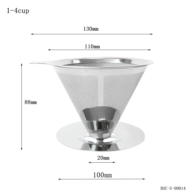 Кофейный фильтр из нержавеющей стали 304, Многоразовая чашка для переливания кофе, капельница, инструмент для бариста, держатель фильтра для чая и кофе