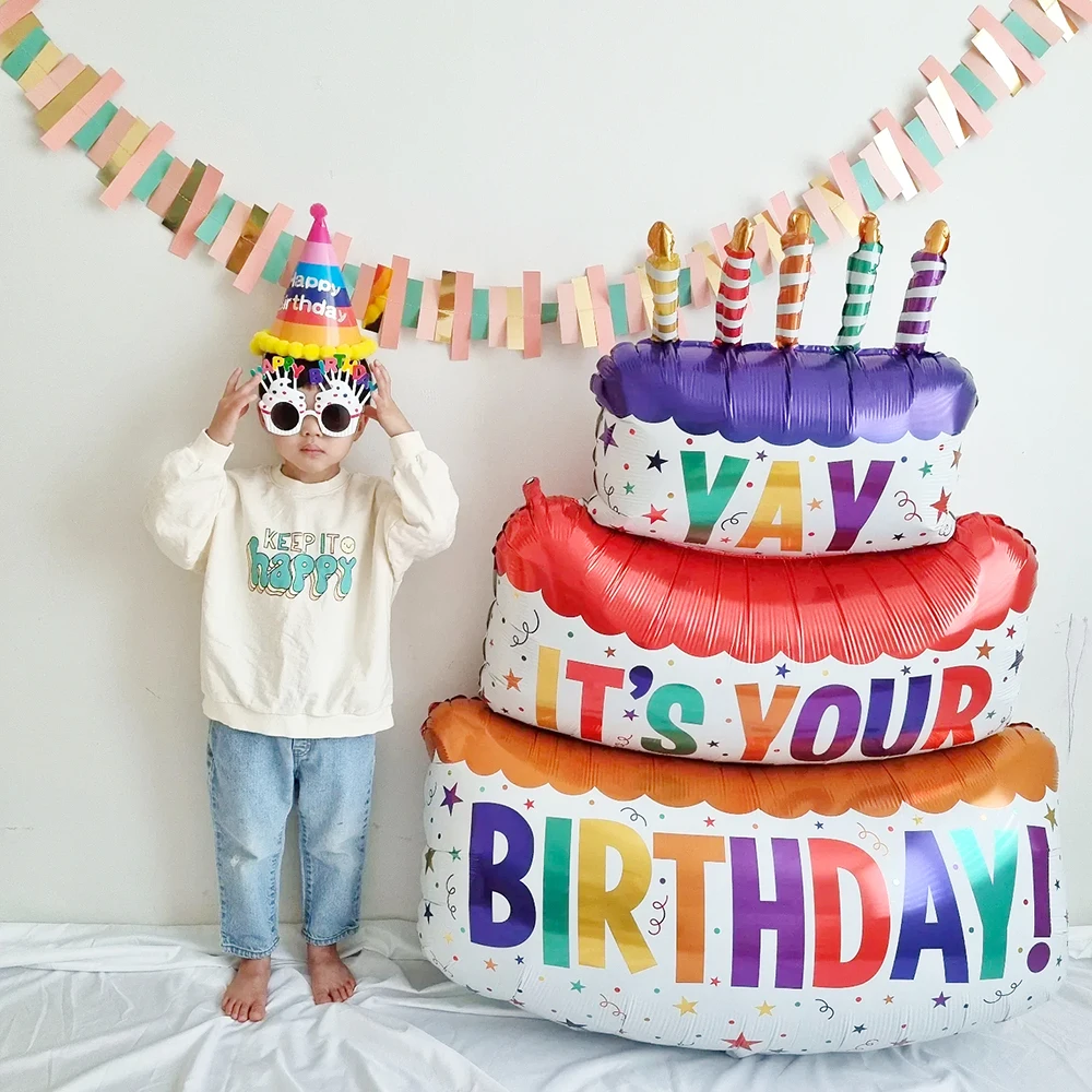 С Днем рождения, торт, Мишка, воздушные шары из фольги, украшения для вечеринки по случаю дня рождения, 40-дюймовый Кремово-белый цифровой воздушный шар, шары для душа ребенка