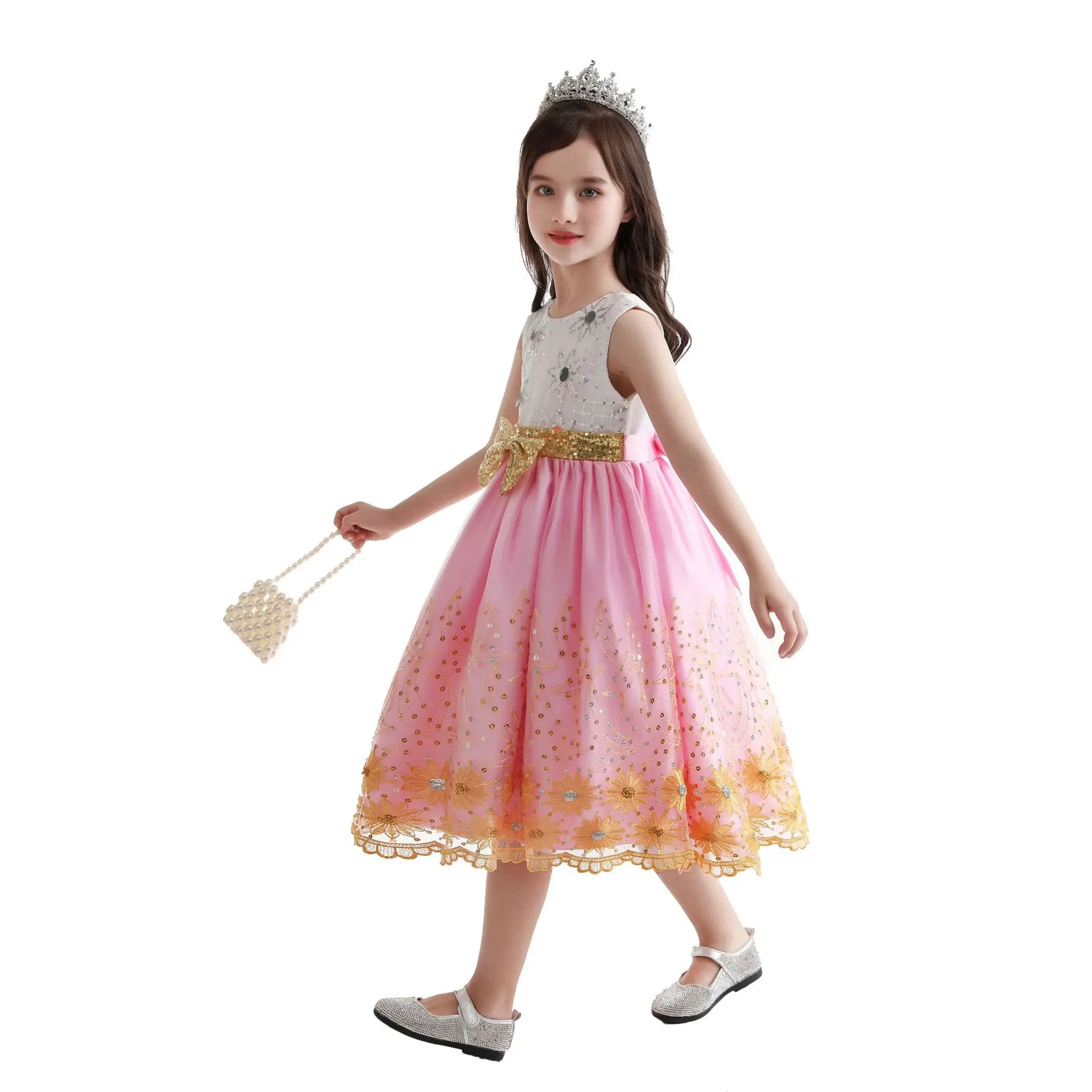 Платья Для Девочек С Цветочной Сеткой И блестками, Модные Детские Пышные Платья Принцессы Для Малышей, Платье Для Торта на День Рождения