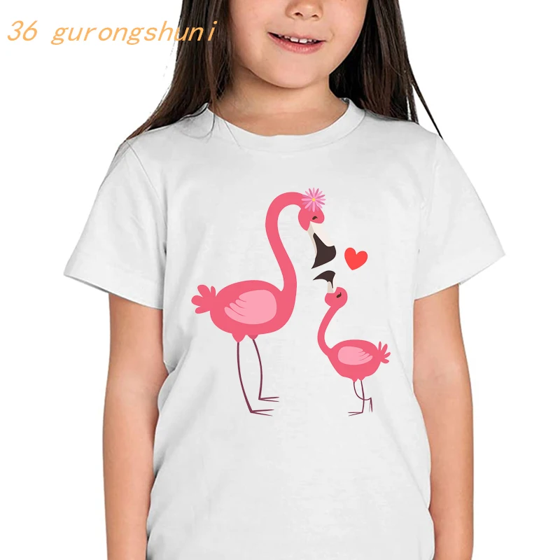 детская одежда, футболки, футболки для мальчиков, футболки с изображением Фламинго с днем рождения, летние топы для девочек-одежда, детские футболки