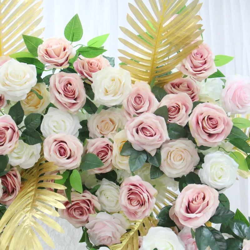 70/140 см Свадебная цветочная композиция своими руками золотой лист цветочный ряд роза украшение искусственными цветами фон свадебной арки