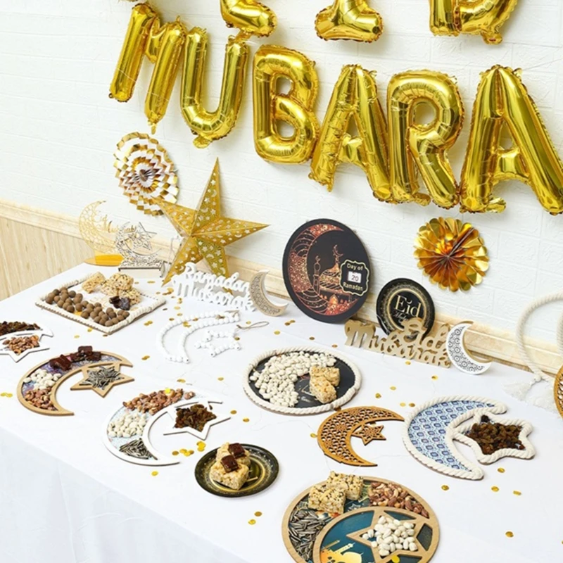 Поднос для Рамадана в форме Луны и звезды Десертная Сервировочная посуда Тарелка для Курбан Байрама Челночный корабль