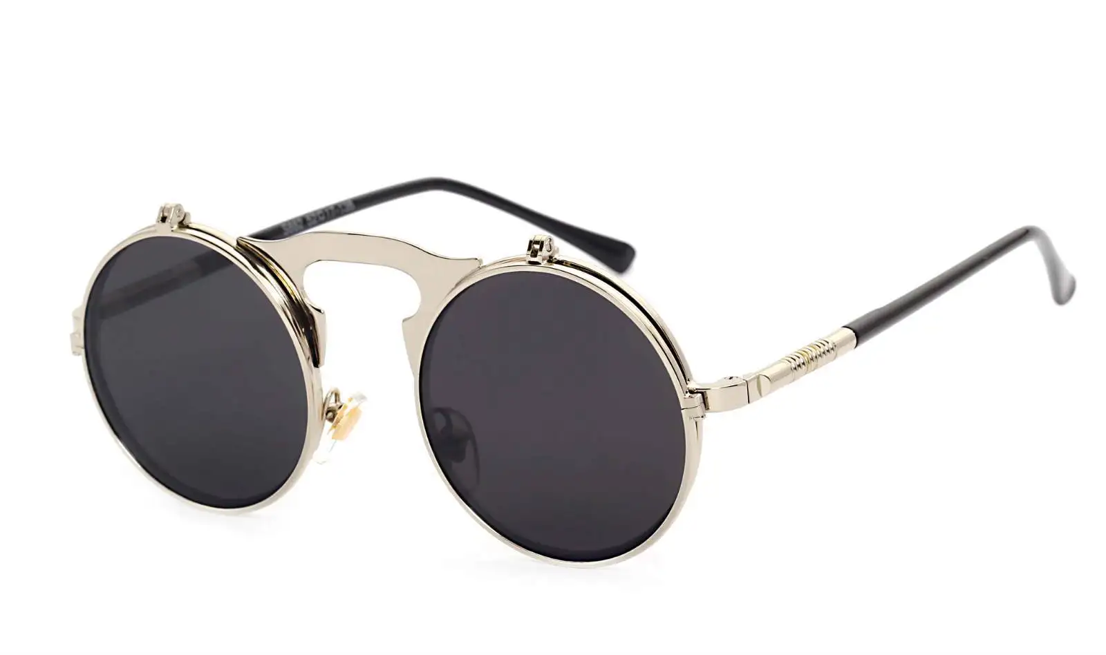 Новые солнцезащитные очки в круглой металлической оправе, откидные очки в стиле панк, ретро, индивидуальность, новинка, солнцезащитные очки