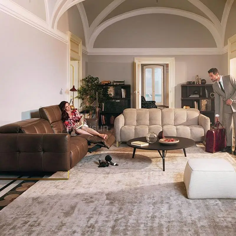Современный скандинавский салон с длинным креслом и диваном, Комбинированный Электрический Многофункциональный диван, Простая Офисная мебель для дома, гостиной, спальни