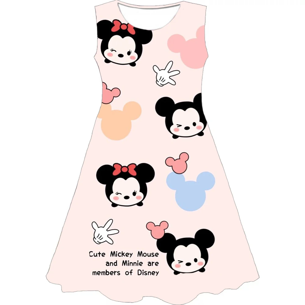 Платье с Минни Маус из мультфильма Disney Для девочек, детский костюм с 3D Микки, праздничное платье на день рождения от 1 до 14 лет, Детская повседневная одежда