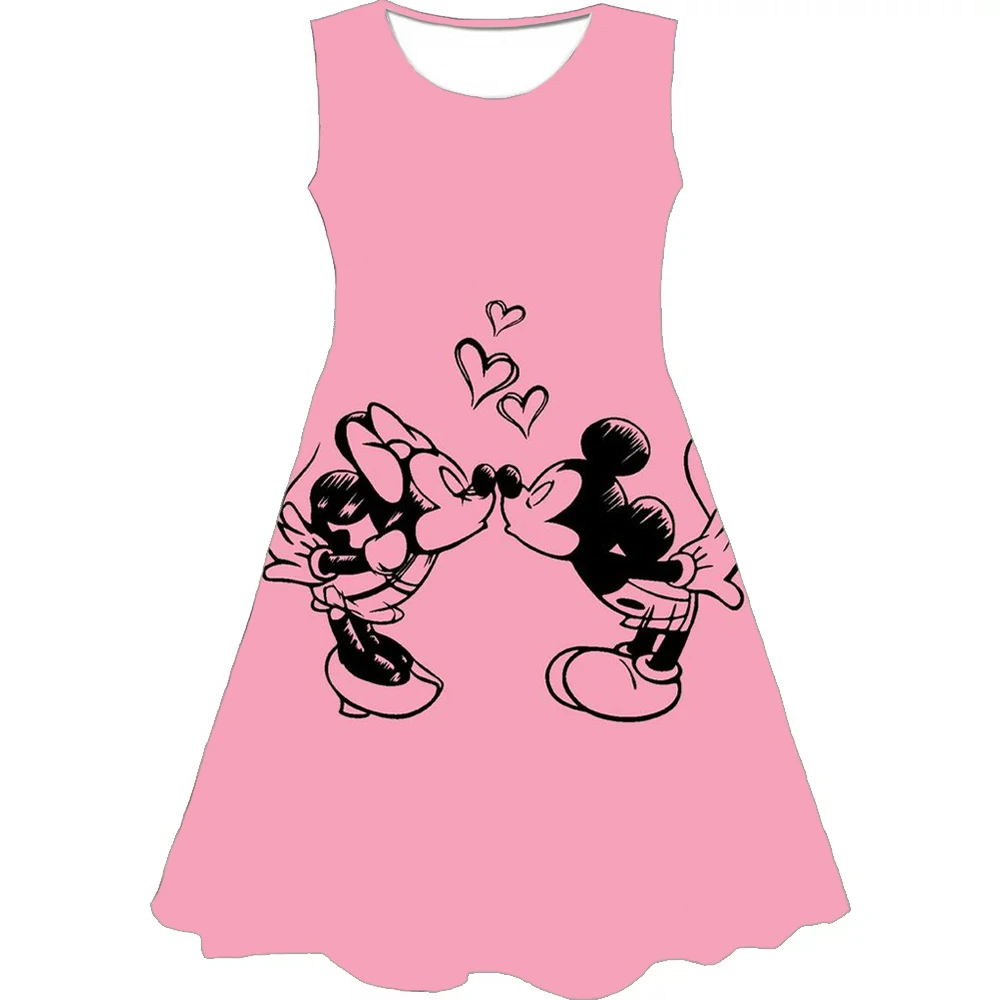 Платье с Минни Маус из мультфильма Disney Для девочек, детский костюм с 3D Микки, праздничное платье на день рождения от 1 до 14 лет, Детская повседневная одежда