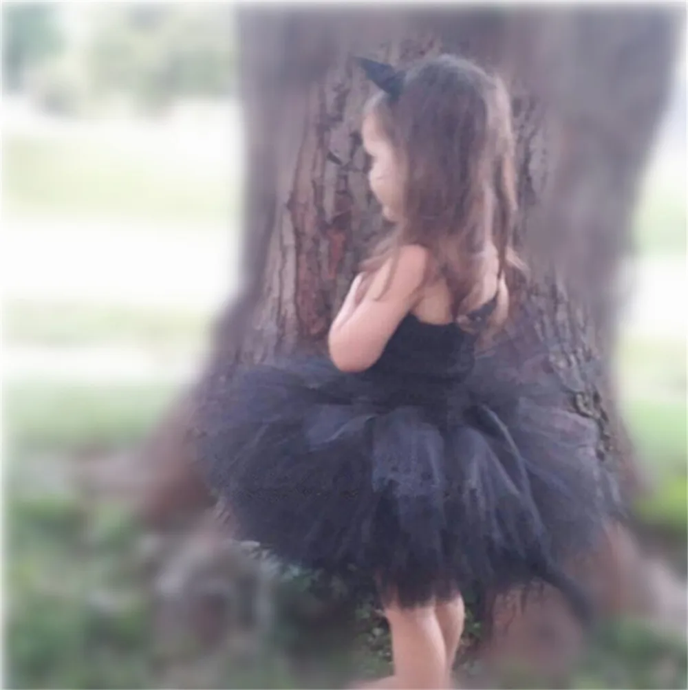 Платье-пачка с черным котом для маленьких девочек, Детское вязаное крючком Тюлевое платье, наряд для детского Дня рождения, костюмы для вечеринки на Хэллоуин, платье для косплея с героями Мультфильмов