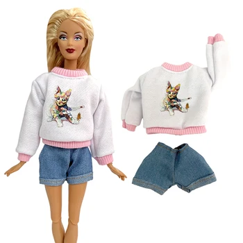 1 Комплект одежды, белая одежда, джинсы, брюки для куклы принцессы Барби, одежда для кукольного домика 1/6 BJD, подарочные аксессуары для кукол для девочек