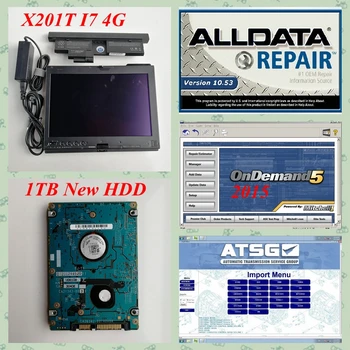 2019 поступление alldata и mit-chell на demend ATSG с программным обеспечением для автоматического ремонта жесткого диска емкостью 1 ТБ, установленным на планшете x201t (4g ram, процессор i7)