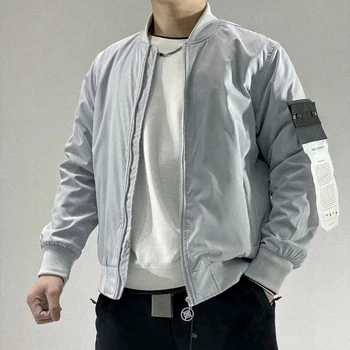2023 Весенняя уличная куртка-бомбер с вышитым компасом на молнии, V-образный вырез, уличная мужская бейсбольная куртка, уличные куртки для мужчин