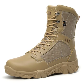 2023 Военные ботильоны, мужские уличные тактические боевые ботинки из натуральной кожи, рабочая безопасная обувь для мужчин, повседневная походная обувь Hiver