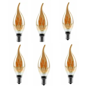 6 шт./Упак. C35 LED Винтажная Лампа Edison Light LED Лампа E27 T185 T225 T45 4 Вт С Регулируемой Яркостью 220 В Ретро Пламя Для Украшения дома
