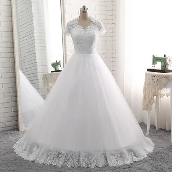 ANGELSBRIDEP Очаровательное свадебное платье из белого тюля, Vestidos De Novia, Прозрачная иллюзия, аппликации сзади, Свадебные платья на молнии и пуговицах