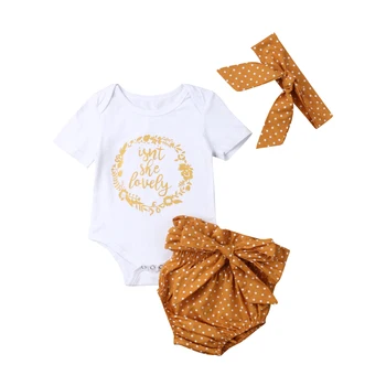 Citgeett Летняя одежда для новорожденных девочек, топы с короткими рукавами, комбинезон + шорты, брюки, желтые повседневные комплекты
