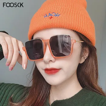 FOOSCK 2020 Новый бренд Роскошных Квадратных Сексуальных женских солнцезащитных очков Cat Eye Дизайнерские Женские Винтажные Солнцезащитные очки без оправы для женщин UV400