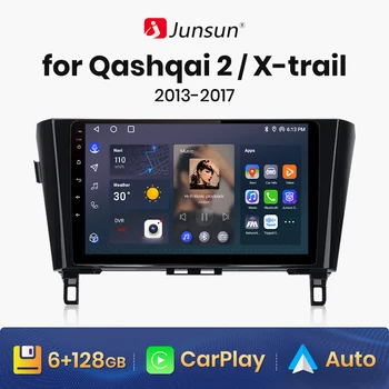 Junsun V1 AI Voice Беспроводной CarPlay Android Авторадио для Nissan Qashqai J11 X-Trail 3 T32 2013-2017 4G Автомобильный Мультимедийный GPS 2din