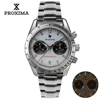 Proxima Новый Дизайн Панда Мужские 40 мм кварцевые часы С Керамическим Безелем Деловые Водонепроницаемые Часы Мужской Хронограф VK64 Reloj Hombre