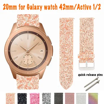 Samsung Galaxy Watch 42 мм ремешок для смарт-часов Кожаный ремешок для Galaxy Watch Active 2 Сменный блестящий ремешок для часов браслет