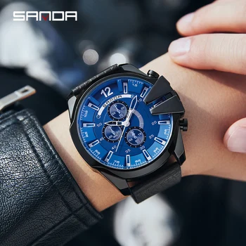 SANDA Спортивные мужские часы 2023 Модные кварцевые водонепроницаемые военные цифровые наручные часы 5TM, наручные часы с календарем, подарочные часы для мальчиков