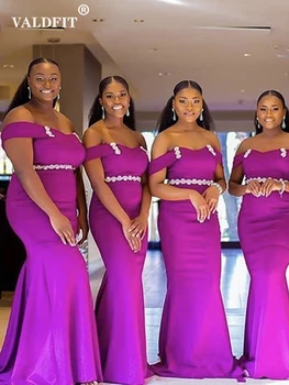 VALDFIT Длинные Фиолетовые Платья Подружек Невесты Русалки 2023 Года Для Африканских Девушек Вечернее Свадебное Платье Robe Demoiselle D' Honneur Femme