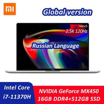 Xiaomi Mi Laptop Pro 14 Ноутбук Intel Core i7-11370H 16 ГБ DDR4 + 512 ГБ SSD MX450 120 Гц 2,5 K 14-дюймовый экран Компьютера для Домашнего Офиса