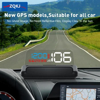 ZQKJ T900 HUD GPS для всех автомобилей Цифровой спидометр Подключи и играй Автоматический головной дисплей Электронные аксессуары Проектор на лобовое стекло