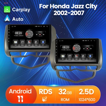 Автомобильный мультимедийный радиоплеер SWC с 2din Android 11 для HONDA JAZZ City 2002 2003 2004 2005 2006 2007 GPS-навигация с зеркальной связью