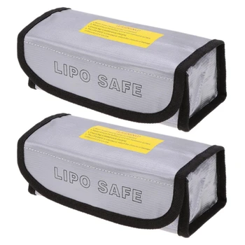 Аккумуляторная Безопасная сумка-Кейс, Взрывозащищенные и Противопожарные Контейнеры Для хранения Lipo-аккумуляторов 7.28x2.36x2.95 дюймов 2 шт.