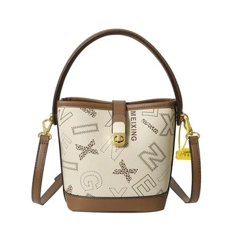 Высококачественная женская маленькая сумочка-ведерко из искусственной кожи с надписью известного бренда, дизайнерские женские сумки через плечо, женские сумки через плечо