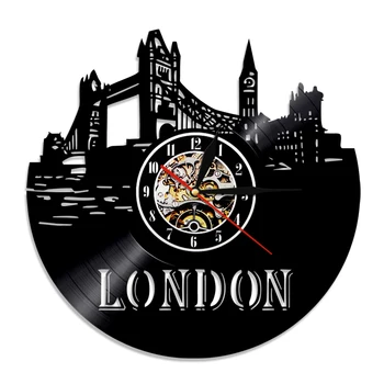 Городской пейзаж Лондона, настенный художественный декор, пейзаж Биг-Бена, настенные часы, Виниловая пластинка, настенные часы, Великобритания, Лондон, Англия, Городские Виниловые пластинки, настенные часы