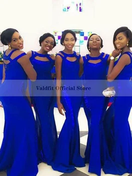 Длинные синие платья подружек невесты в стиле Русалки 2022 Вечернее платье для африканской девушки на свадьбу Vestidos De Fiesta Para Bodas