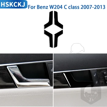 Для Mercedes Benz C Class W204 2007-2013 Аксессуары для отделки внутренней дверной ручки автомобиля Наклейка из глянцевого черного пластика