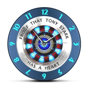 Доказательство Того, что у Тони Старка есть Сердце Дуговой реактор Настенные часы Супергерой Современные Подвесные настенные часы Часы из фильма Домашний Декор Настенное искусство