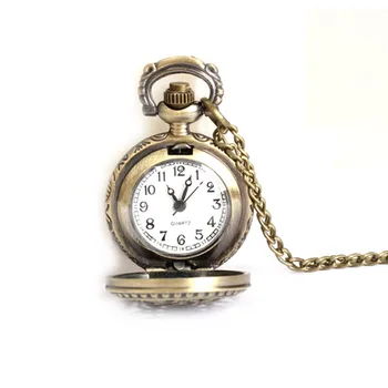 Женские Мужские карманные часы Винтажные небольшого размера Lotus Выдалбливают кварцевые часы Ожерелье Цепочка