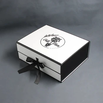 Изготовленная на Заказ Красочная Многоразовая Складная Черная Жесткая Большая Подарочная коробка С крышкой Для одежды Роскошная лента Магнитная Подарочная коробка Упаковка