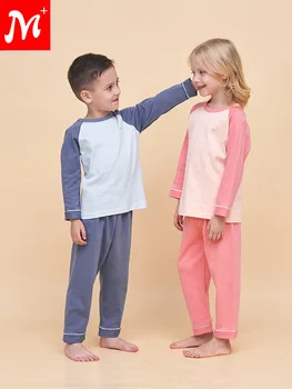 Комплект домашней одежды для мальчиков, весенне-осенняя длинная пижама для девочек, летняя пижама из гребенчатого хлопка с 7 рукавами, одежда для отдыха, детский пижамный комплект
