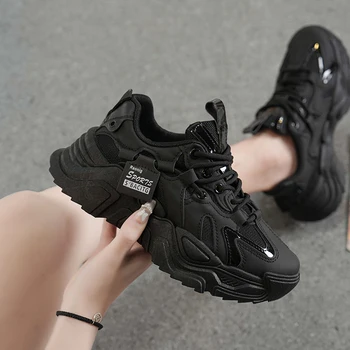 Летняя Повседневная обувь для бега, женские дышащие Белые Черные кроссовки на платформе, массивные кроссовки, дизайнерская обувь Old Daddy