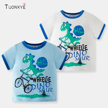 Летняя футболка для мальчиков TUONXYE с коротким рукавом, вязаный мягкий повседневный дышащий детский пуловер