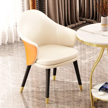 Металлическое кресло, обеденные стулья, Напольная кожа, офисные Минималистичные обеденные стулья, туалетный столик, золотой дизайн Poltrona, Фанковая мебель