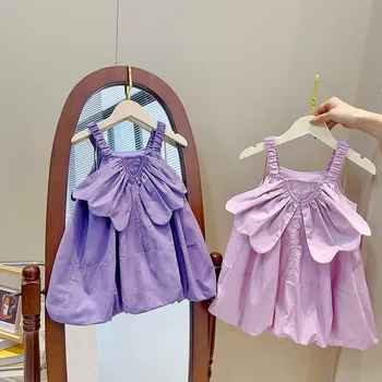 Милая одежда для девочек, детское платье принцессы, Летнее платье на бретельках без рукавов с крылышками, платья для младенцев Vestidos ADK2541