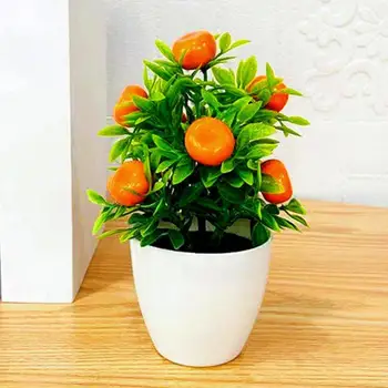 Мини-апельсин, Гранатовое дерево, искусственный Фруктовый Бонсай, декор Подоконника, Пластиковая имитация растений во дворе, Бонсай