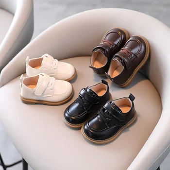 Модная кожаная обувь для мальчиков 2023 года, детские оксфорды нового стиля, детские туфли на плоской подошве для школьной вечеринки, Официальная свадебная Кожаная обувь