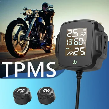Мотоцикл TPMS Система контроля давления в шинах Беспроводная сигнализация контроля температуры шин с USB зарядным устройством QC 3.0 для телефона планшета