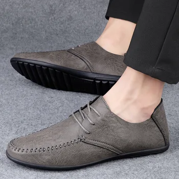 Мужская обувь Повседневная Роскошная Обувь Черные Полуботинки для Мужчин Осень 2023 Мужская Мода Zapatos Charol Hombre Erkek Deri
