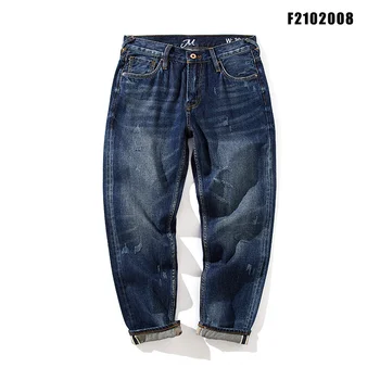 Мужские джинсы Винтажные из высококачественного эластичного хлопка, свободные повседневные джинсовые брюки с красными ушками, мужская уличная одежда в стиле хип-хоп, японская мода