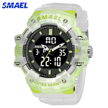 Мужские часы SMAEL, водонепроницаемые спортивные цифровые наручные часы с двойным дисплеем, секундомер для школьников, военные кварцевые наручные часы для мужчин