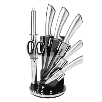 Набор кухонных ножей для стейка Velaze из 8 предметов из нержавеющей стали, кухонные ножницы, точилка для ножей с вращающимся держателем ножей
