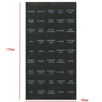 Наклейки на приборную панель ЗВУКОВЫЕ СИГНАЛЫ РОЗЕТКА ПИТАНИЯ ТОЧЕЧНЫЙ СВЕТИЛЬНИК USB РОЗЕТКА ЛЕБЕДКА 15 мм (Д) Х 15 мм (Ш) 170 мм (Д) Х 90 мм (Ш)