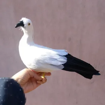 новая модель чайки из реальной жизни, пена и перо, белая и черная кукла-птица чайка, подарок около 30 см d0146