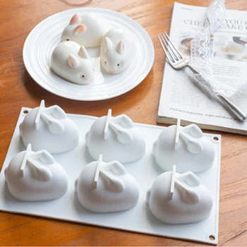 Новая форма для украшения торта Силиконовая 3D Форма для торта с кроликом, Выпечка Десертного мусса, Силиконовая форма